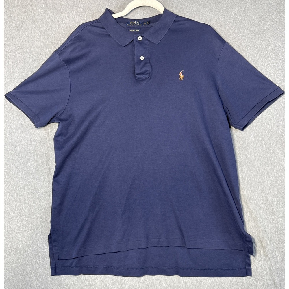 Polo Ralph Lauren Polo Shirt Men Size XL Blue Flesh Pony Pima Soft Touch Cotton
